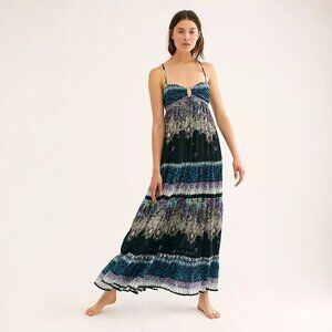 Free People Intimately FP Give A Little Maxi Dress in Black Combo - sz Large